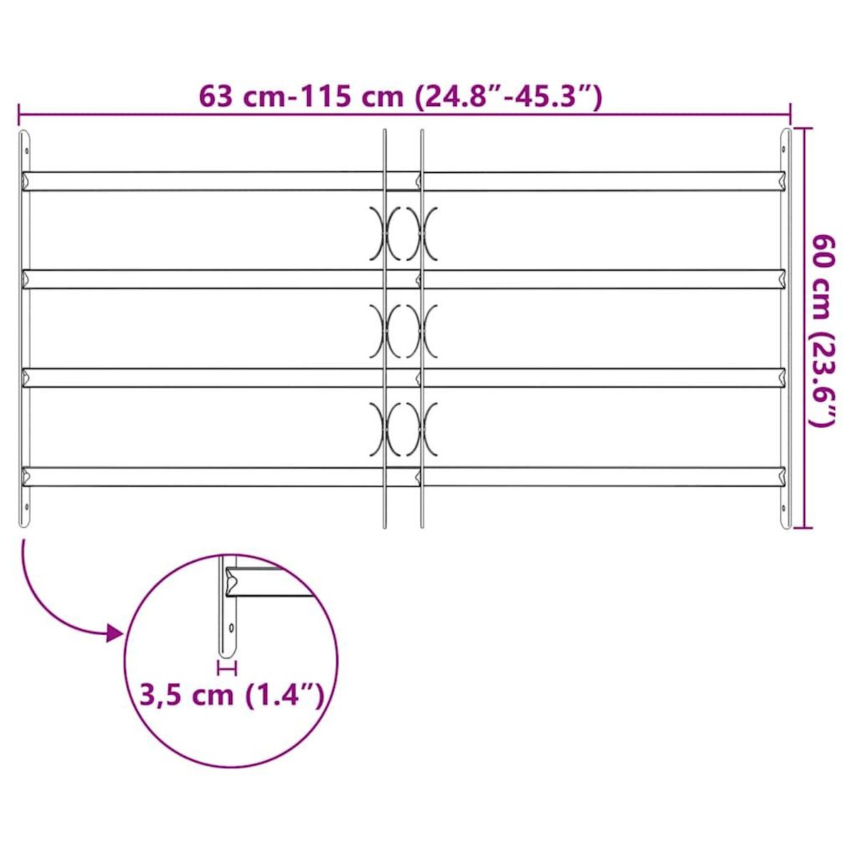 VIDAXL Grille reglable de securite de fenetres et 4 barres 700-1050 mm