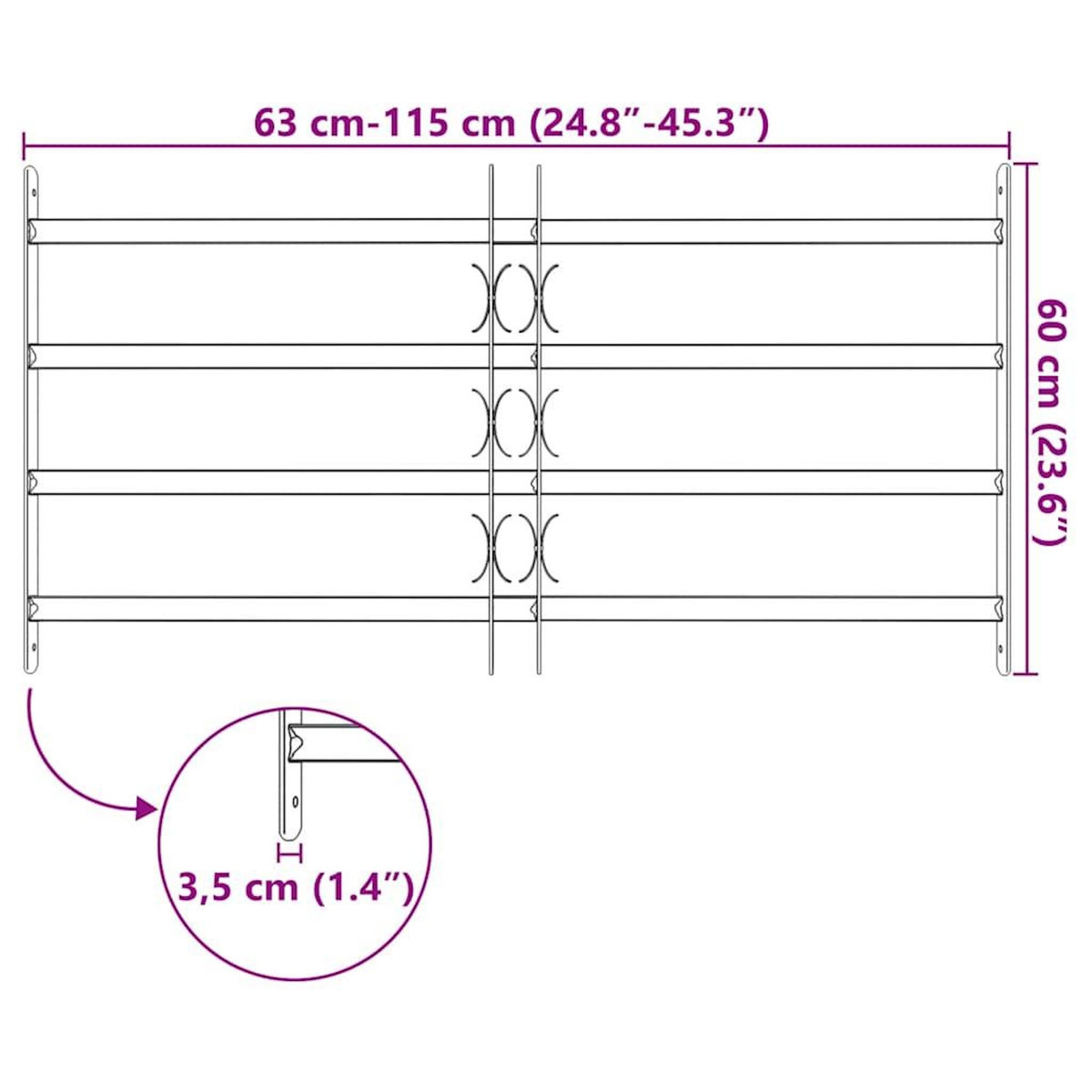 VIDAXL Grille reglable de securite de fenetres et 4 barres 700-1050 mm