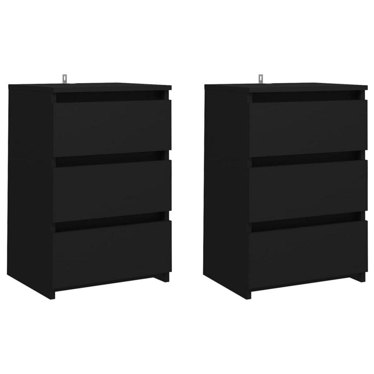 VIDAXL Tables de chevet 2 pcs Noir 40x35x62,5 cm Agglomere