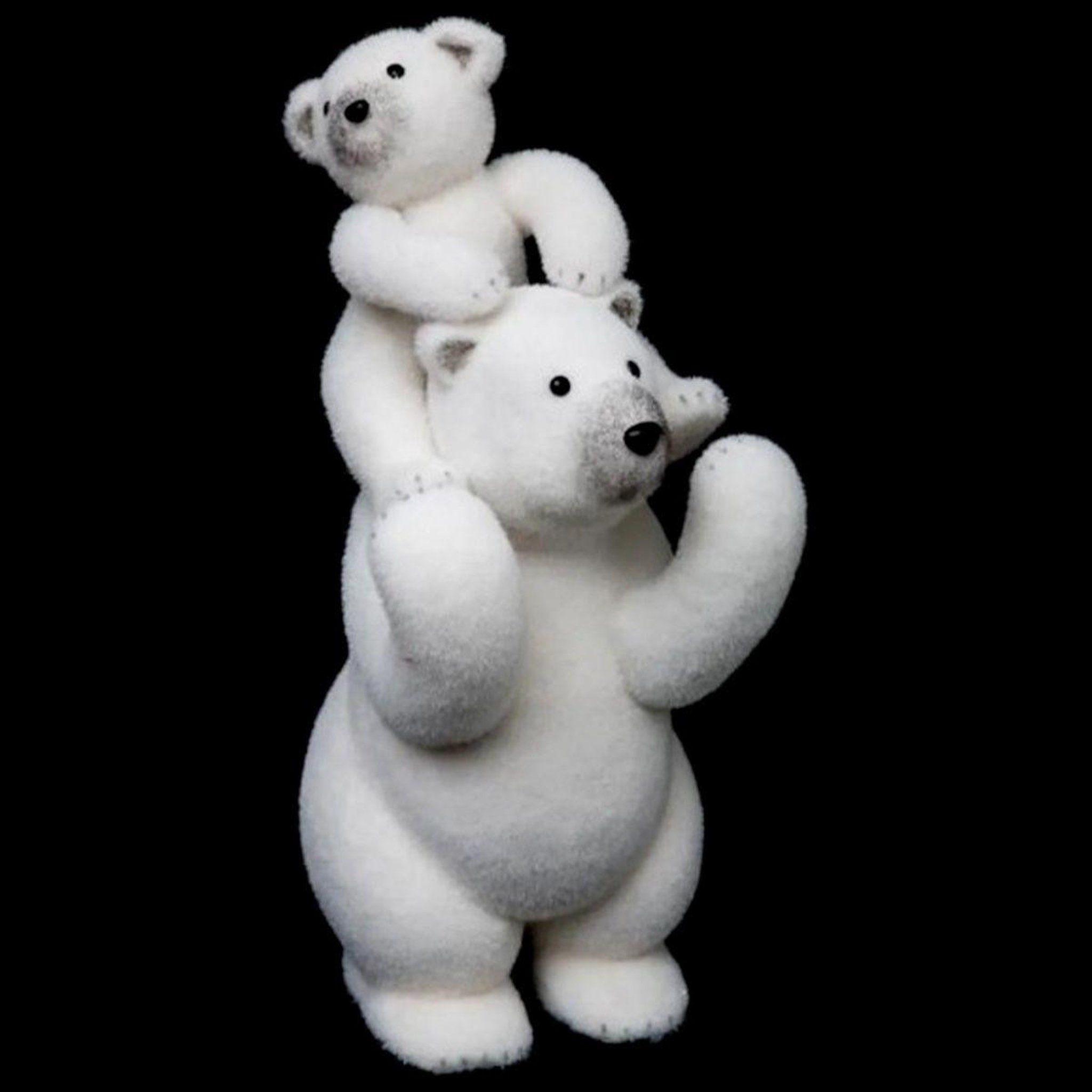 ATMOSPHERA Ours debout avec 2 bébés  manteau  52cm blanc