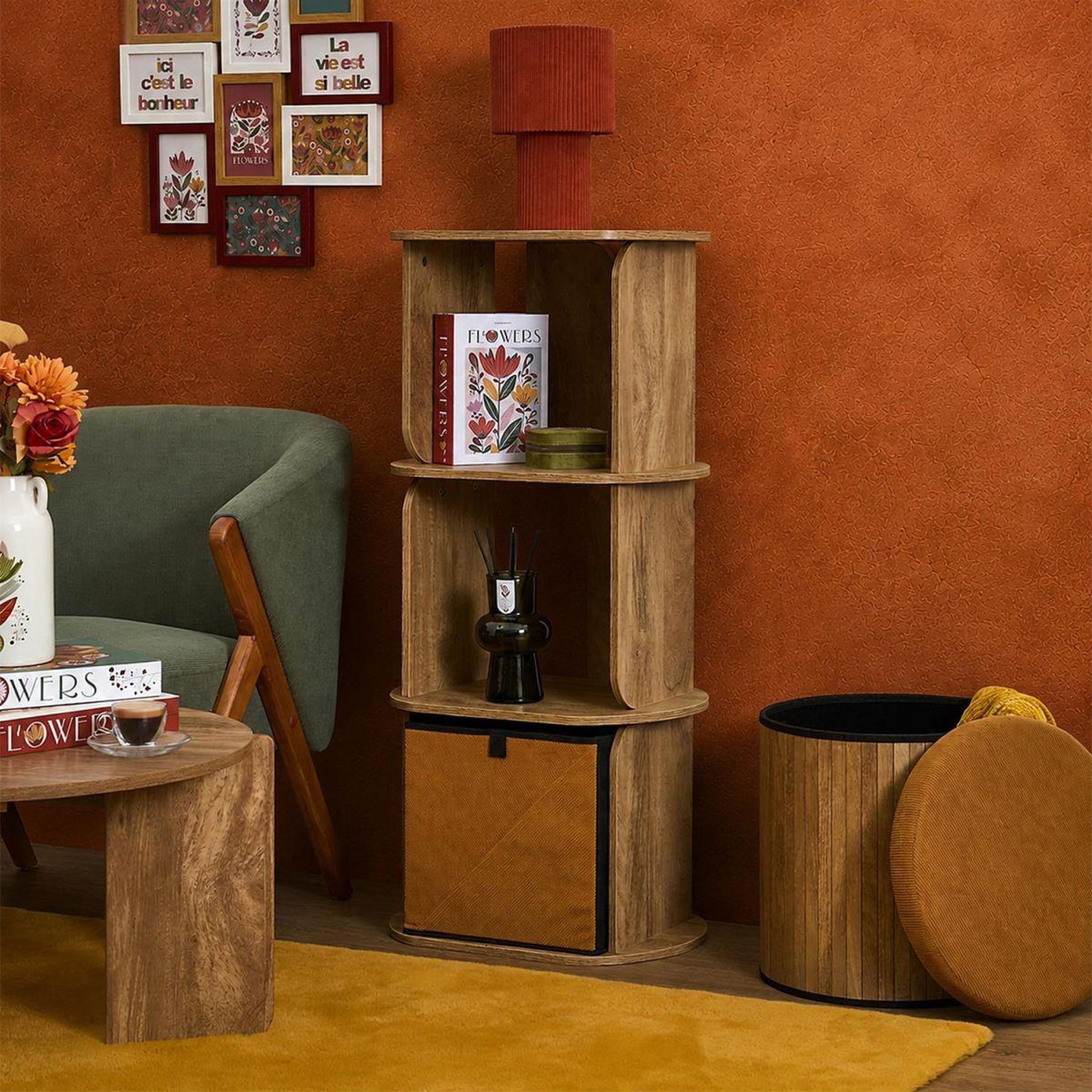 Voir la diapositive 6 : Paris Prix Étagère Modulable 3 Cases  Heritage  99cm Marron