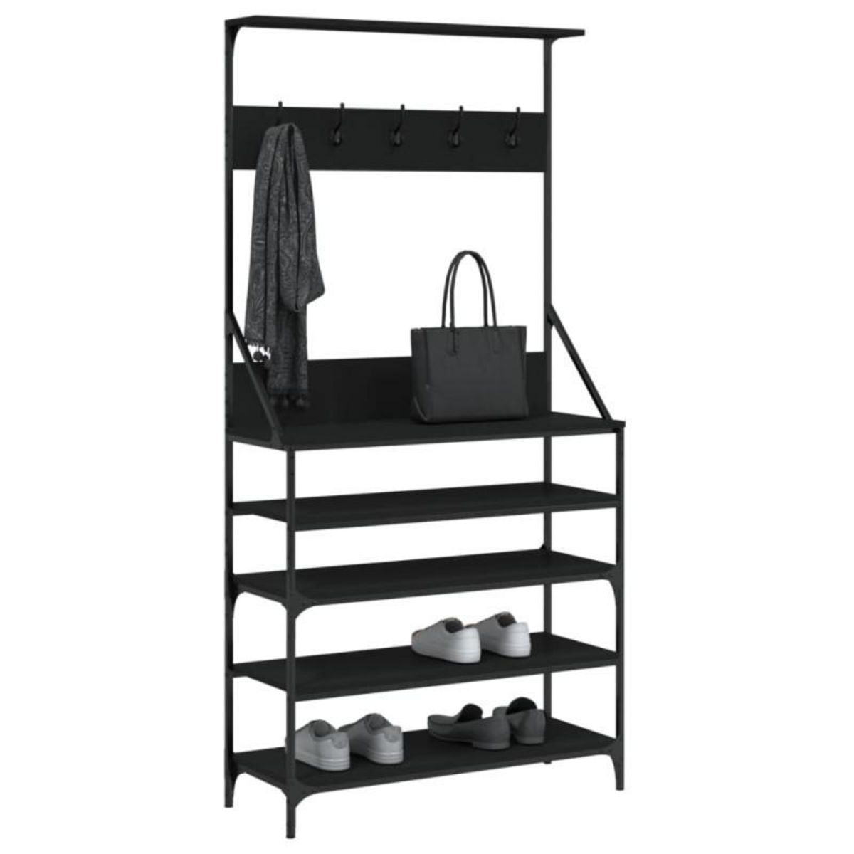 VIDAXL Porte vêtements et rangement des chaussures noir 90x34x184 cm