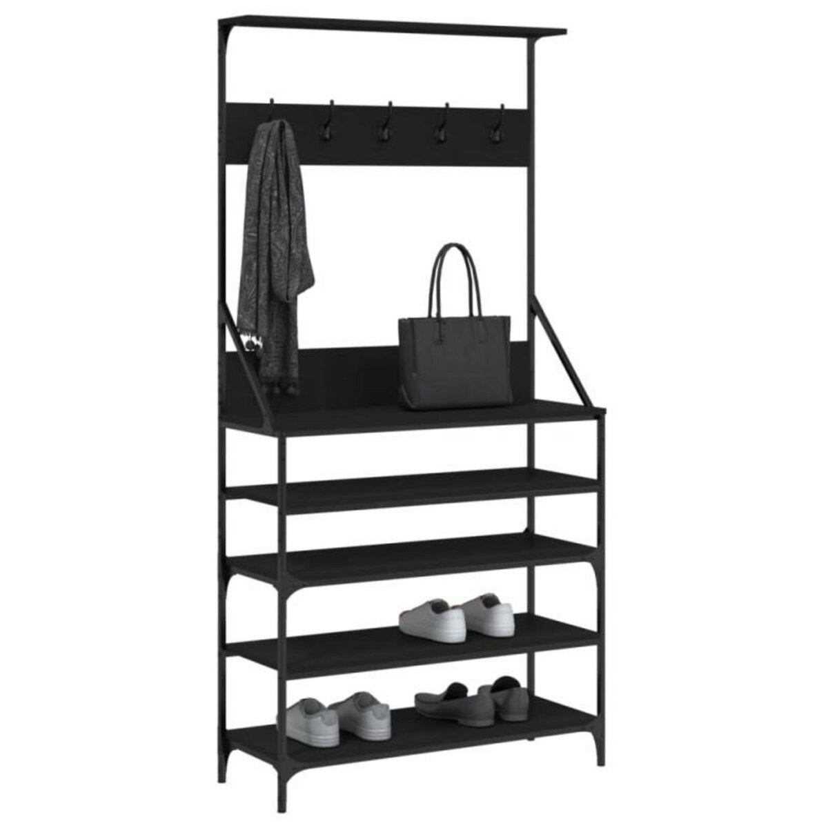 VIDAXL Porte vêtements et rangement des chaussures noir 90x34x184 cm