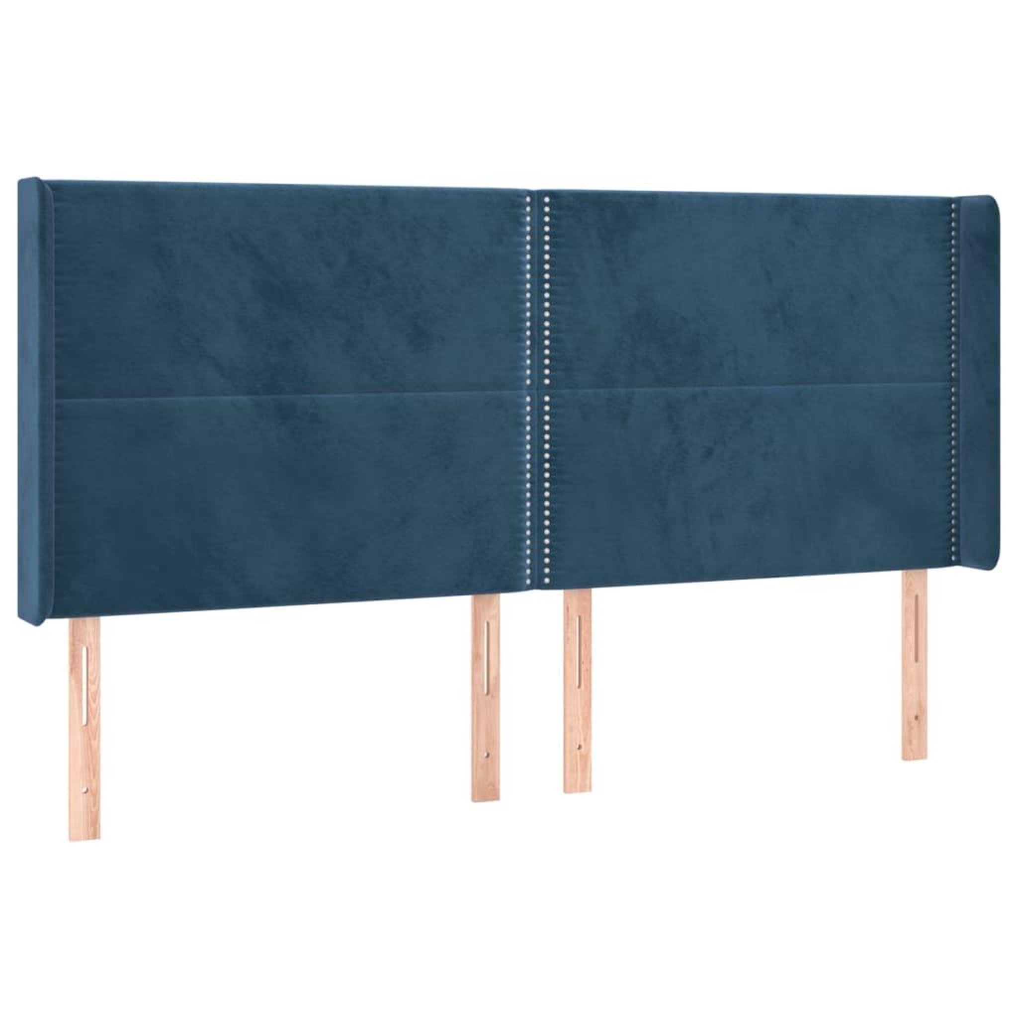 Voir la diapositive 2 : VIDAXL Tete de lit avec oreilles Bleu fonce 203x16x118/128 cm Velours