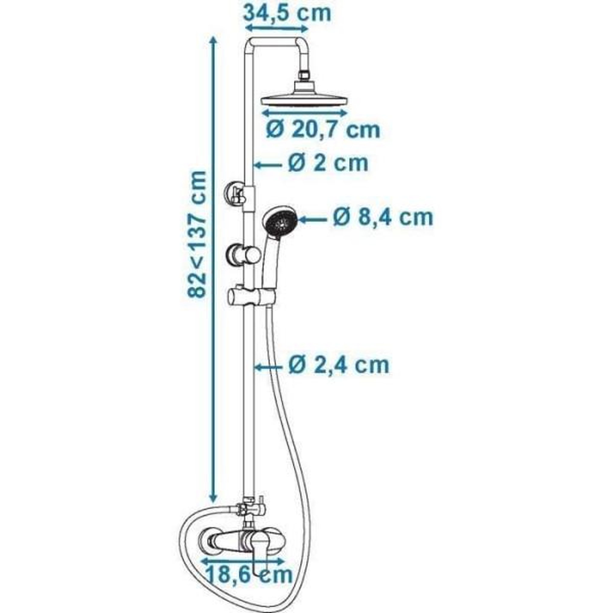 Voir la diapositive 3 : ROUSSEAU Rousseau colonne de douche avec robinet mitigeur mécanique shenti chrome