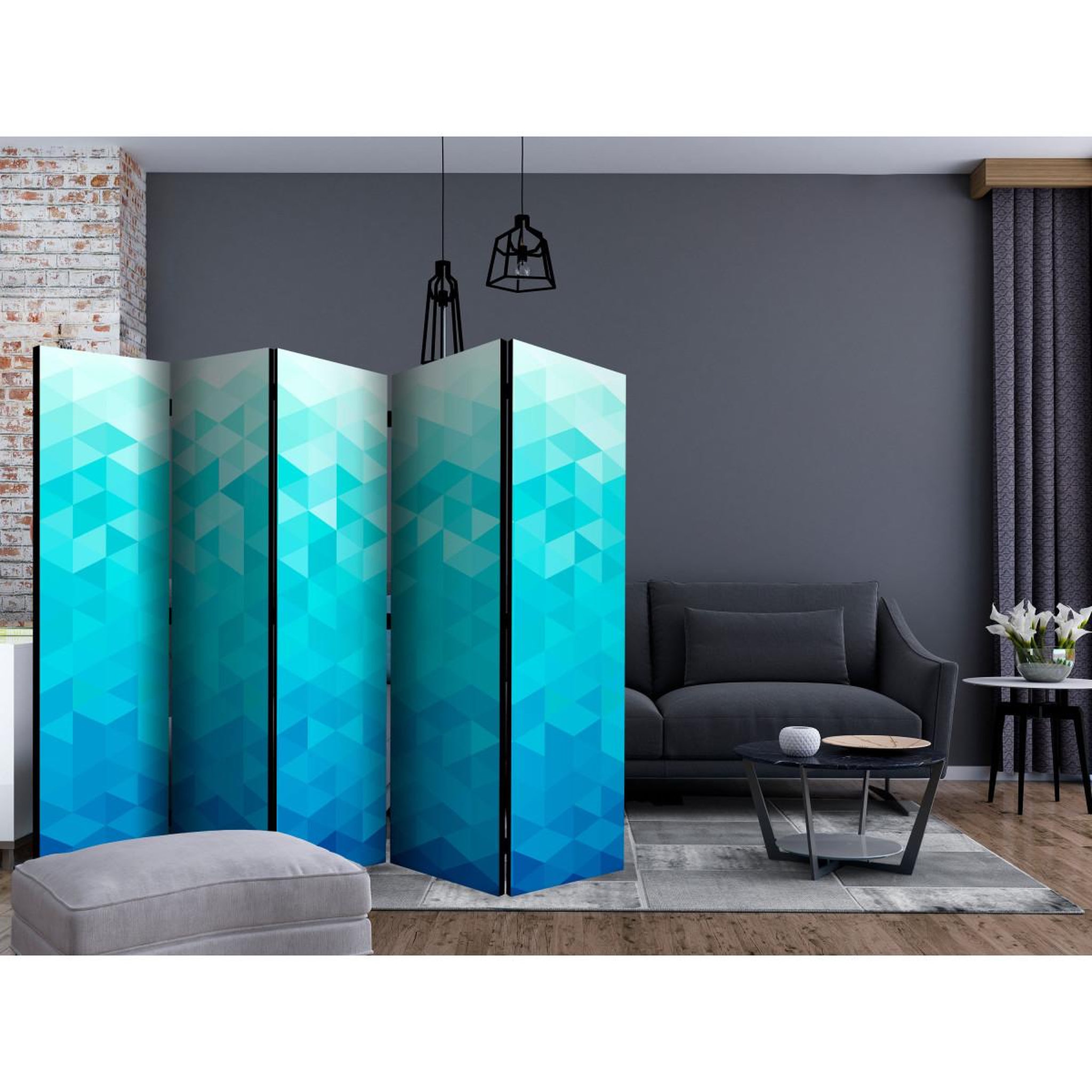 Voir la diapositive 2 : Paris Prix Paravent 5 volets  azure pixel  172x225cm