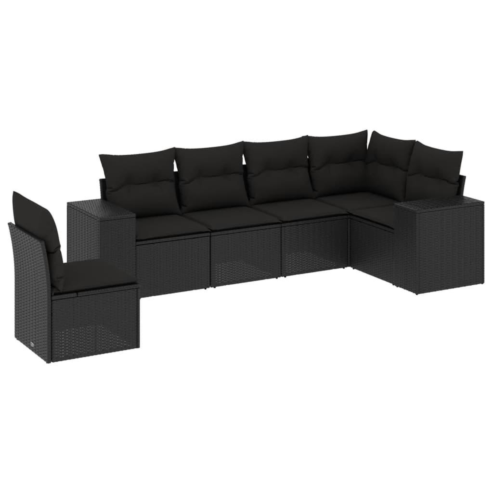 Voir la diapositive 2 : VIDAXL Salon de jardin 6 pcs avec coussins noir resine tressee