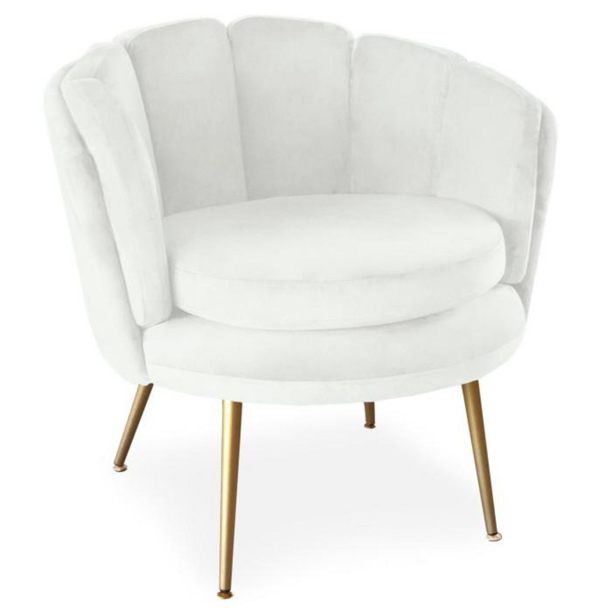 Paris Prix Fauteuil Arrondi en Velours  Dabren  80cm Blanc