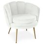 Voir la diapositive 1 : Paris Prix Fauteuil Arrondi en Velours  Dabren  80cm Blanc