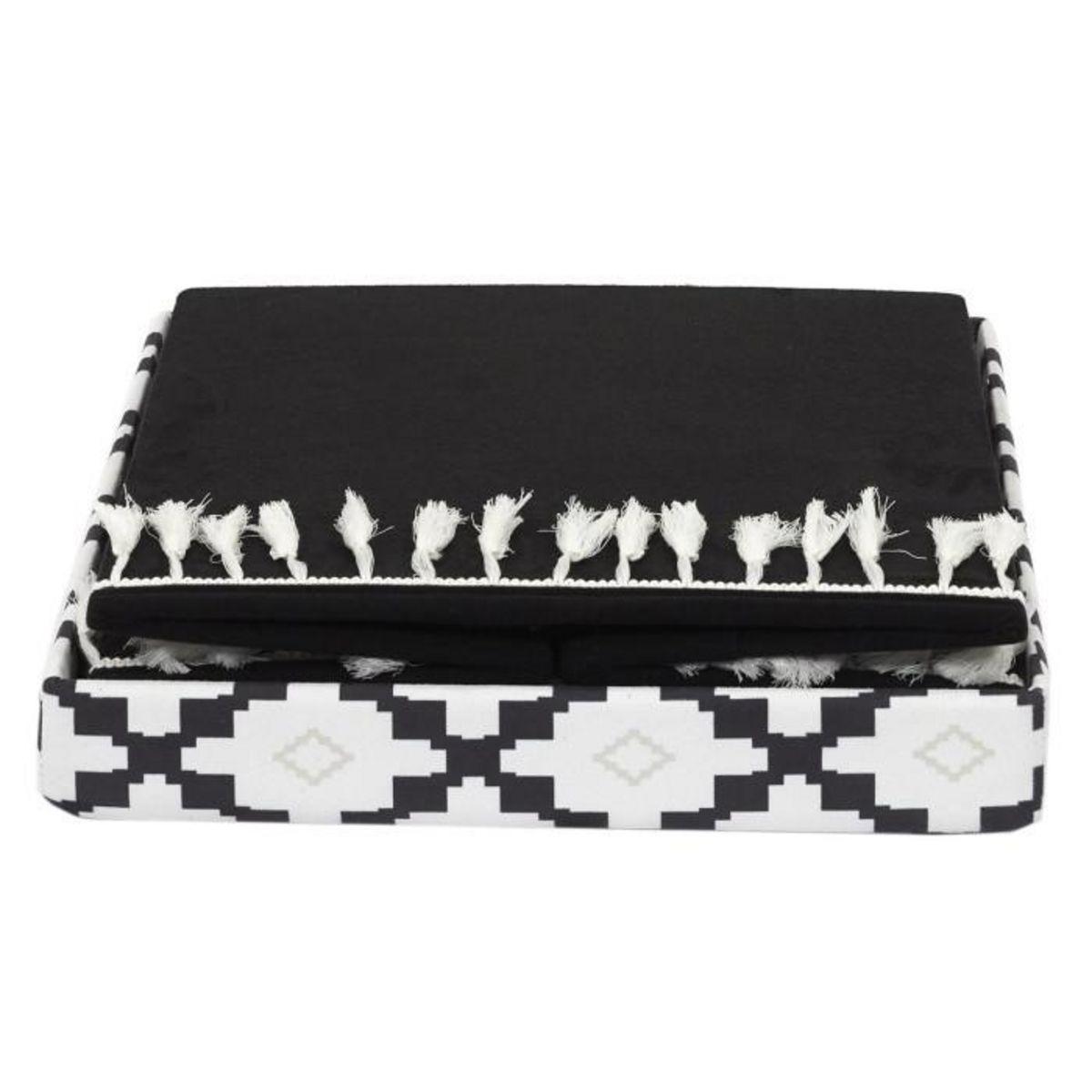 Paris Prix Pouf Pliable & Coffre  Mirage  38cm Noir & Blanc