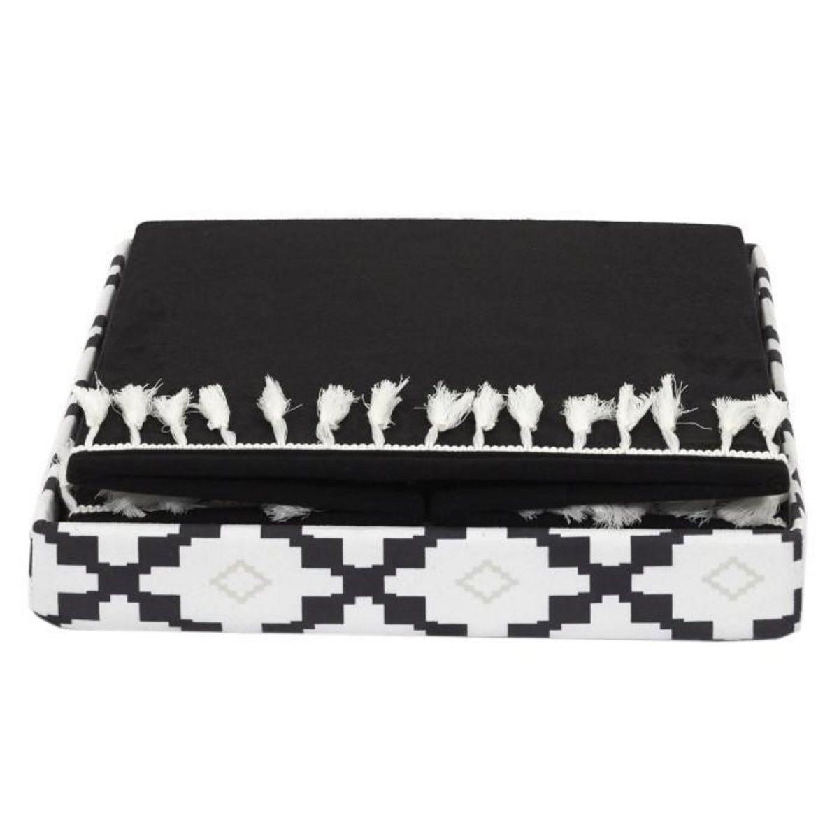 Paris Prix Pouf Pliable & Coffre  Mirage  38cm Noir & Blanc