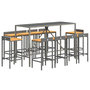 Voir la diapositive 3 : VIDAXL Ensemble de bar jardin 11pcs gris poly rotin/bois massif acacia