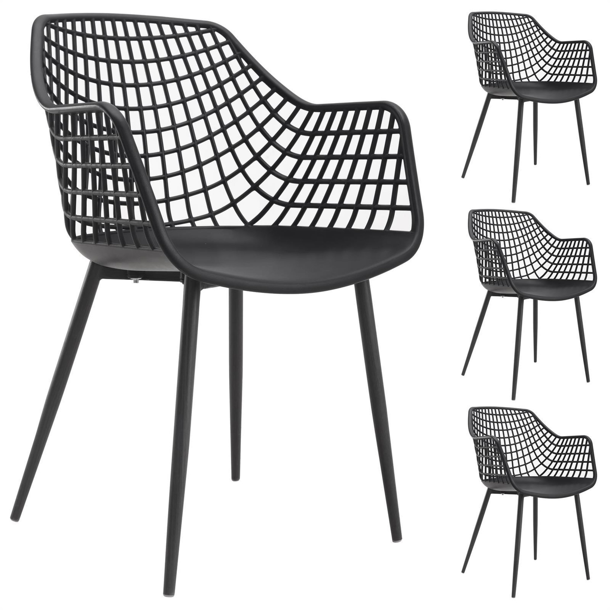 Voir la diapositive 1 : IDIMEX Lot de 4 chaises LUCIA, en plastique
