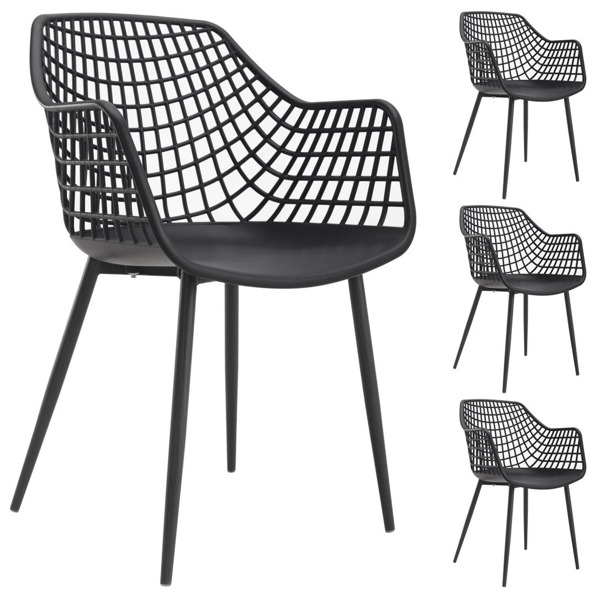 IDIMEX Lot de 4 chaises LUCIA, en plastique