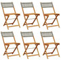 Voir la diapositive 2 : VIDAXL Chaises de jardin pliantes lot de 6 gris poly rotin bois massif