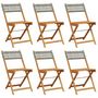 Voir la diapositive 2 : VIDAXL Chaises de jardin pliantes lot de 6 gris poly rotin bois massif