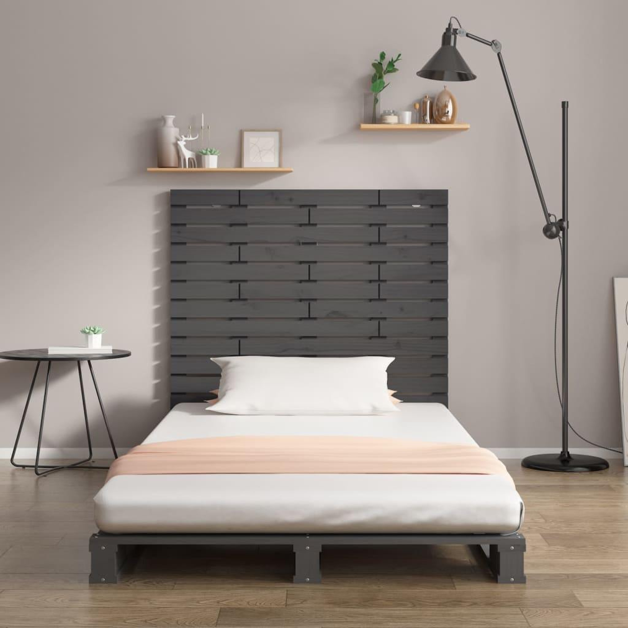 Voir la diapositive 3 : VIDAXL Tete de lit murale Gris 81x3x91,5 cm Bois massif de pin