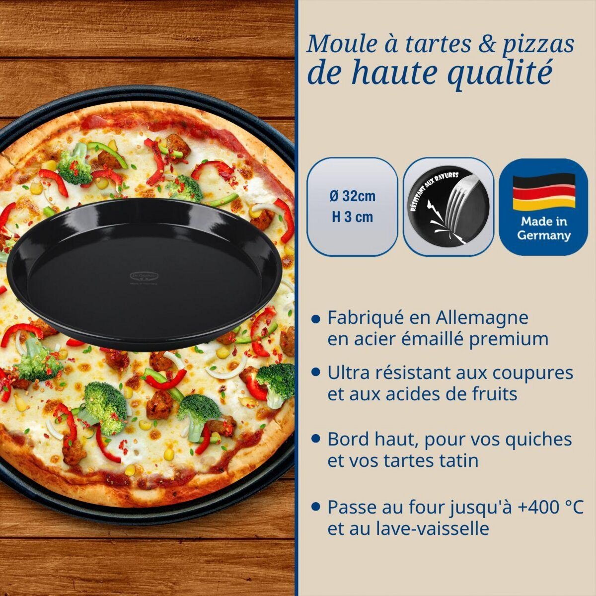 DR.OETKER Plat à four pour tartes et pizzas 32 cm Dr.Oetker Tradition