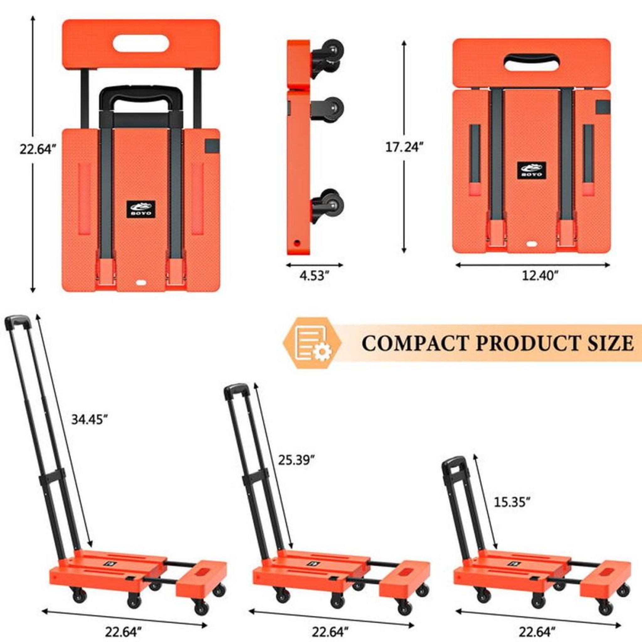 Voir la diapositive 2 : Chariot de transport pliant Spacekeeper rouge plateforme extensible capacité 230 kg 6 roulettes pivotantes 360°