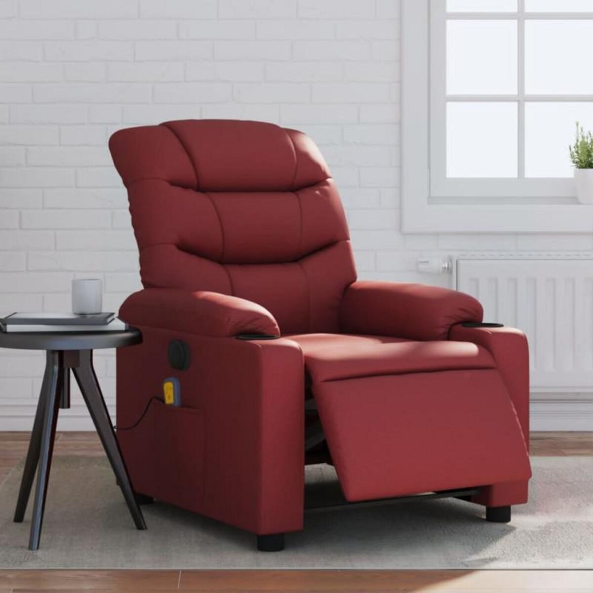 VIDAXL Fauteuil de massage inclinable électrique rouge bordeaux