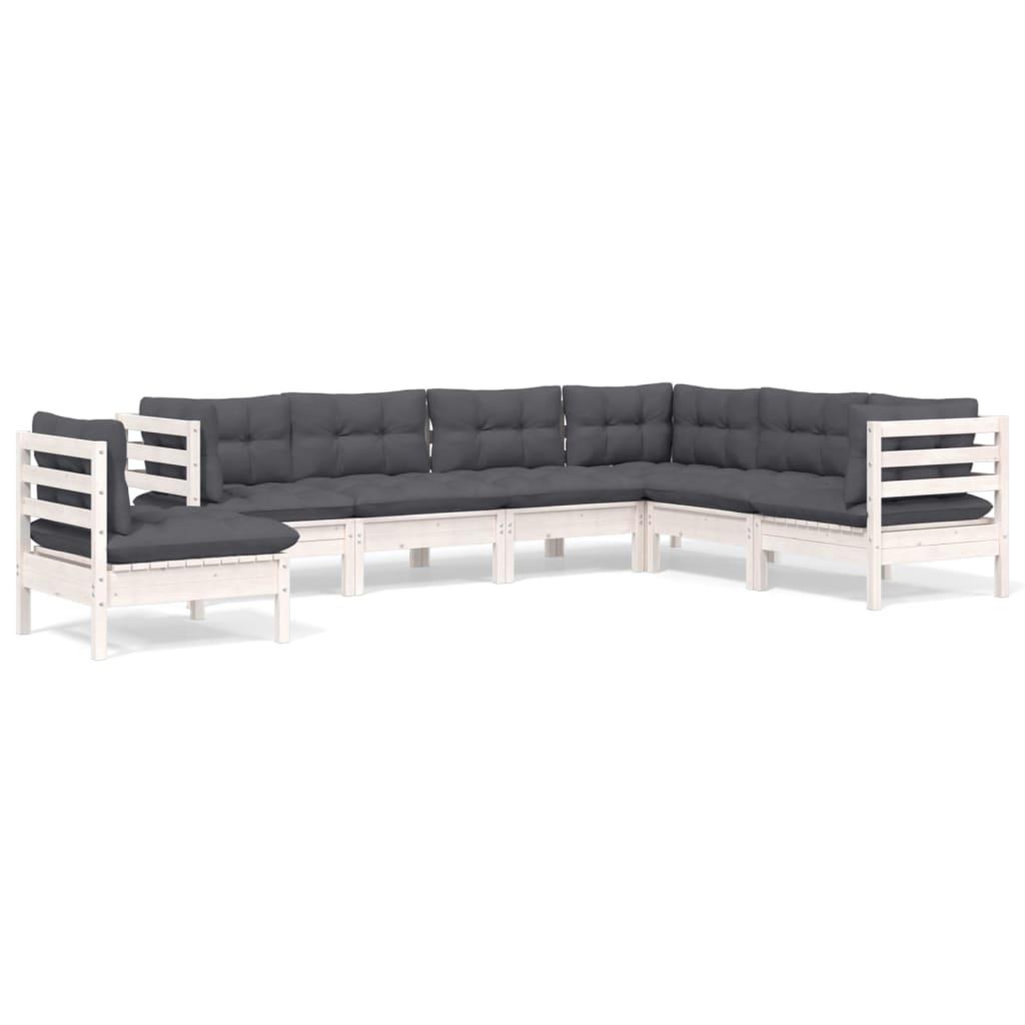 Voir la diapositive 2 : VIDAXL Salon de jardin 7 pcs avec coussins blanc bois de pin massif