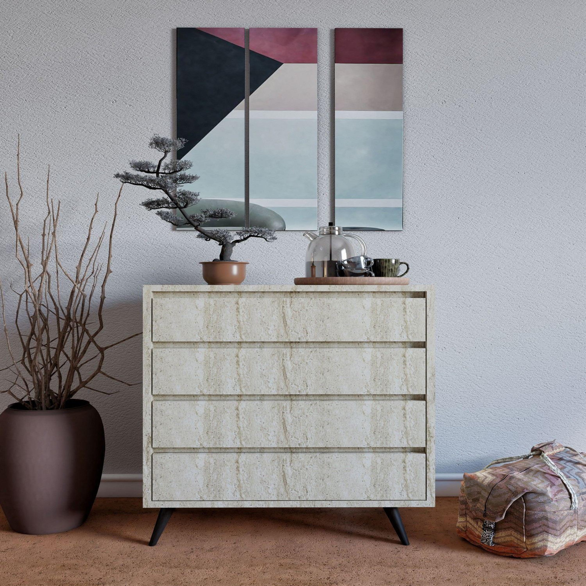 Voir la diapositive 2 : Habitat et Jardin Commode en bois  suvera  - 70 x 40 x 86 cm - travertin