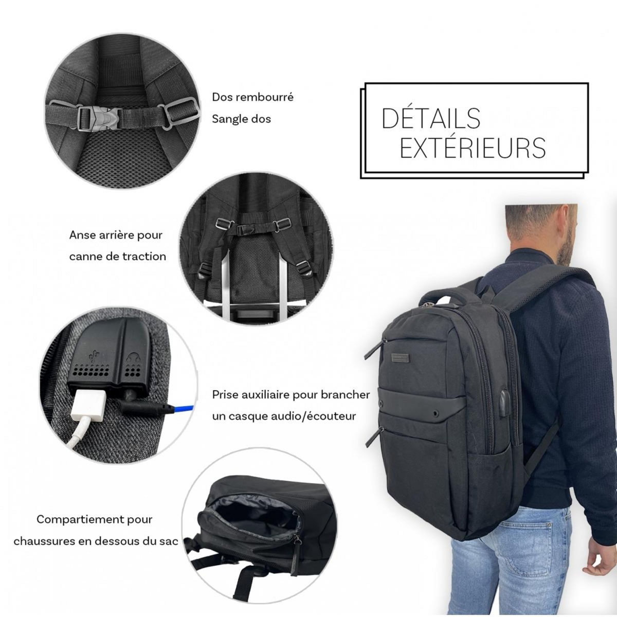 David Jones Sac à dos porte-ordinateur 17.3