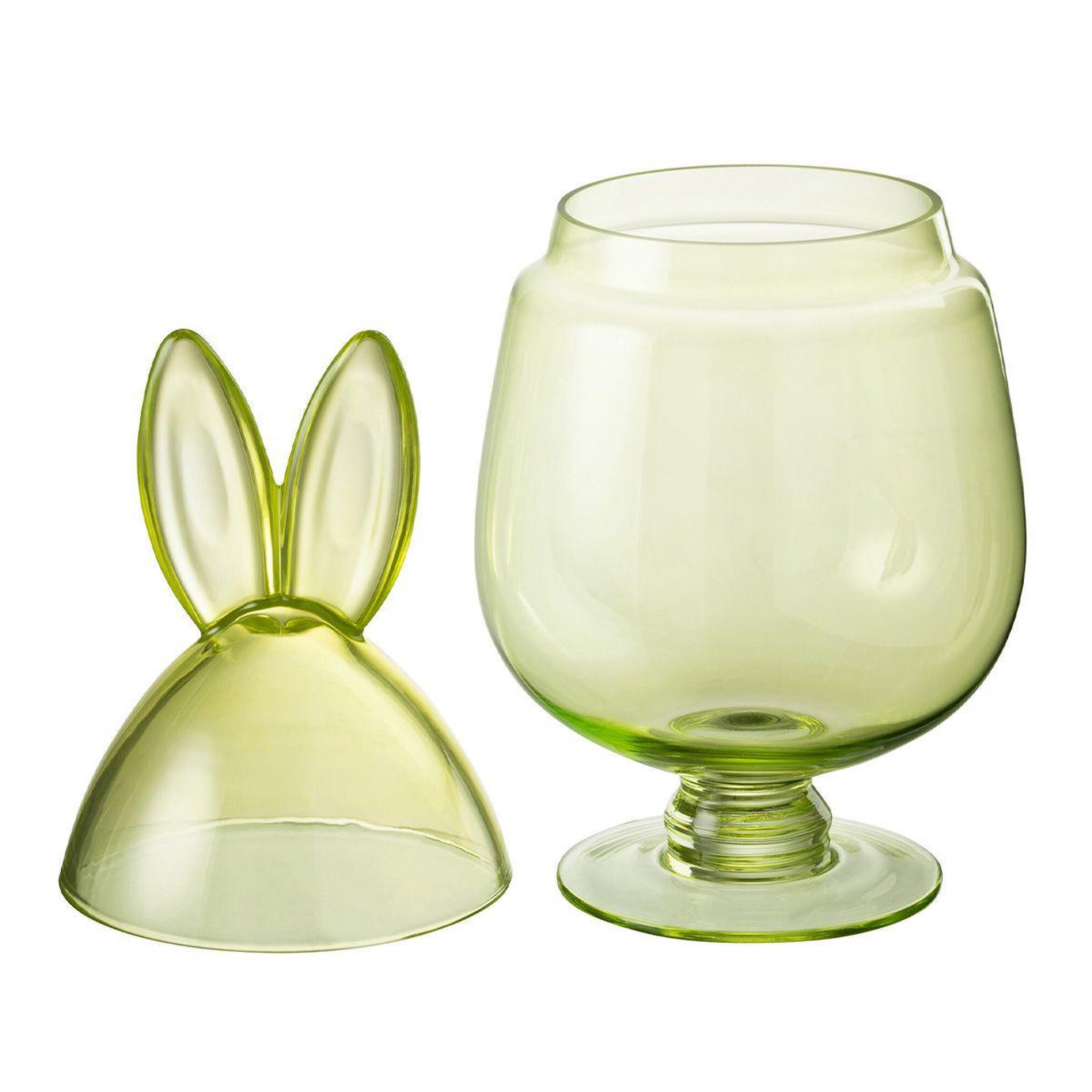 Voir la diapositive 2 : J-LINE Bocal design en verre  lapin ii  38cm vert