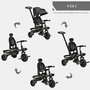 Voir la diapositive 4 : HOMCOM Tricycle enfant évolutif pliable 4 en 1 multifonction - pare-soleil, canne télescopique amovible - siège pivotant, harnais, arceau sécurité - 3 paniers rangement - métal PP noir