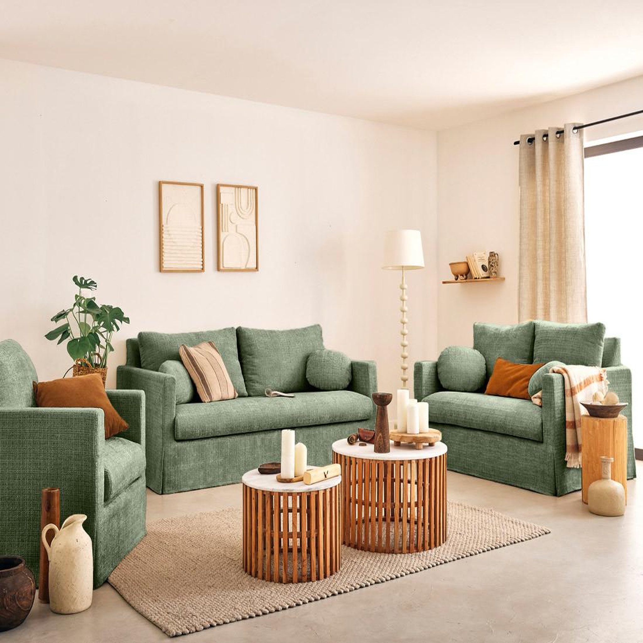 Voir la diapositive 4 : LISA DESIGN Serena - canapé droit déhoussable 3 places en velours texturé
