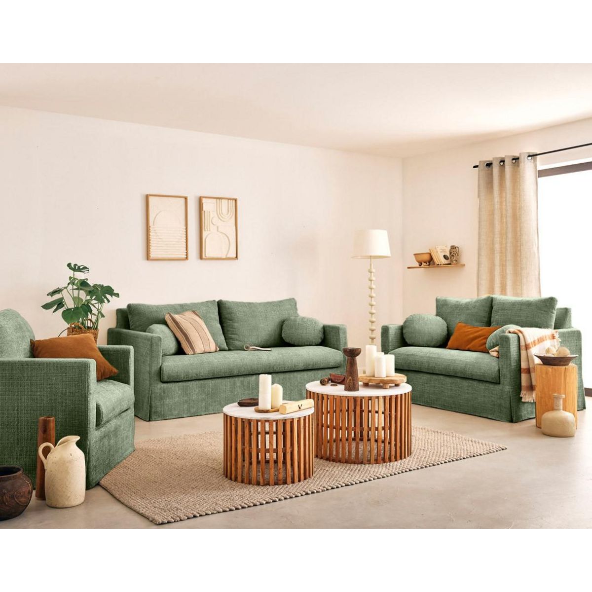 LISA DESIGN Serena - canapé droit déhoussable 3 places en velours texturé