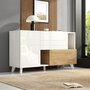 Voir la diapositive 5 : MERAX Buffet 2 porte(s) 2 tiroir(s) - 130 cm blanc+naturel panneau de particules