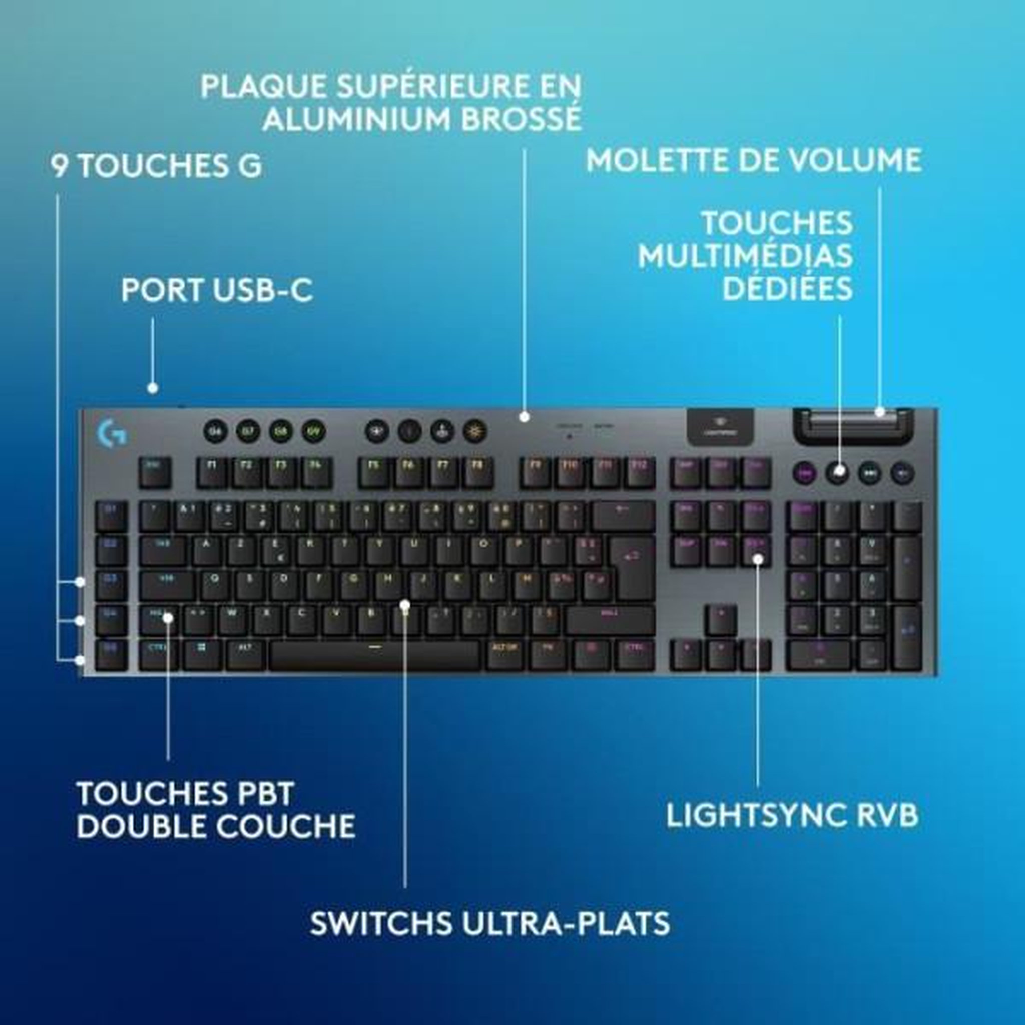 Voir la diapositive 6 : Logitech Clavier gamer sans fil g915 x lightspeed tkl linear noir