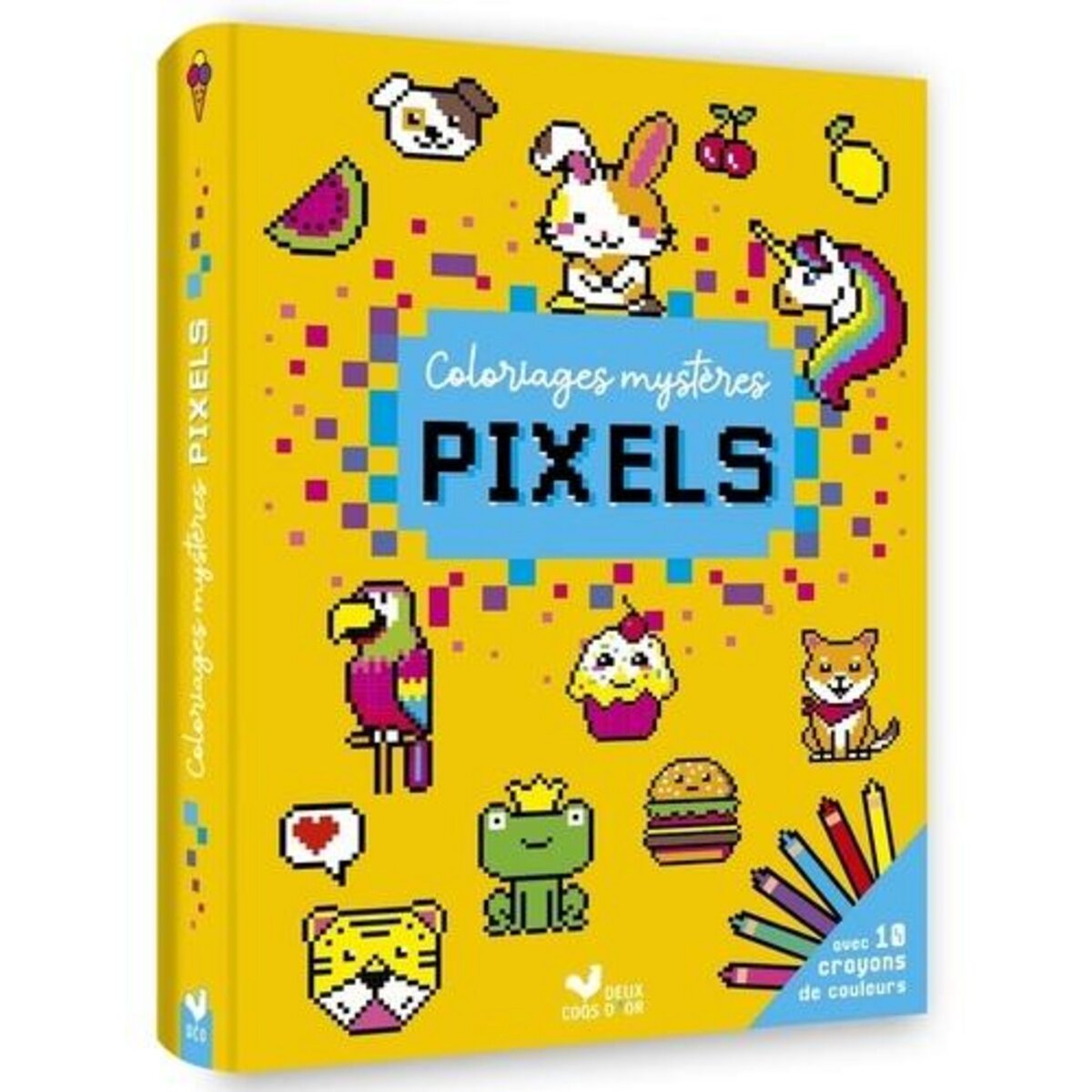 COLORIAGES MYSTERES PIXELS. AVEC 10 CRAYONS DE COULEUR, Deux Coqs d'or