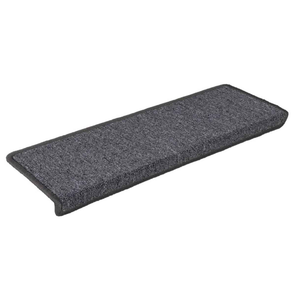 VIDAXL Tapis d'escalier 15 pcs 65x21x4 cm Gris et noir