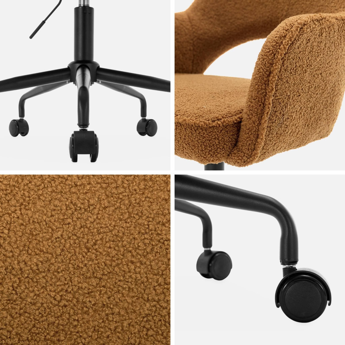 SWEEEK Chaise de bureau à roulettes, Jim, L 60 x P 62 x H 89 / 99cm.