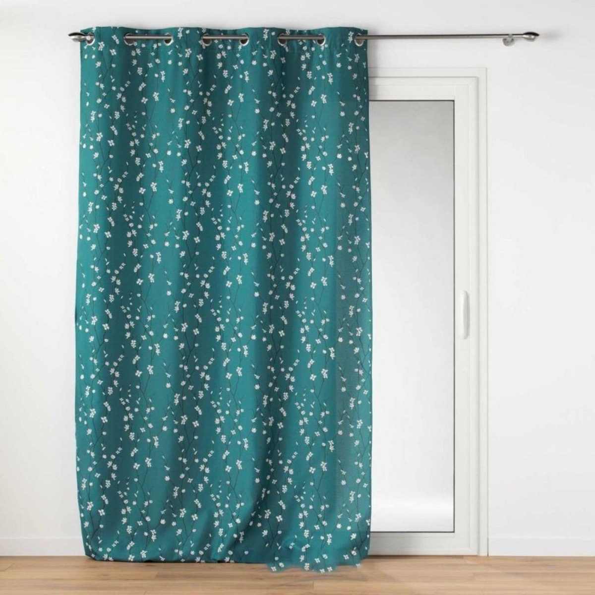 Douceur d'Intérieur Rideau à œillets 140x260 Sakura émeraude