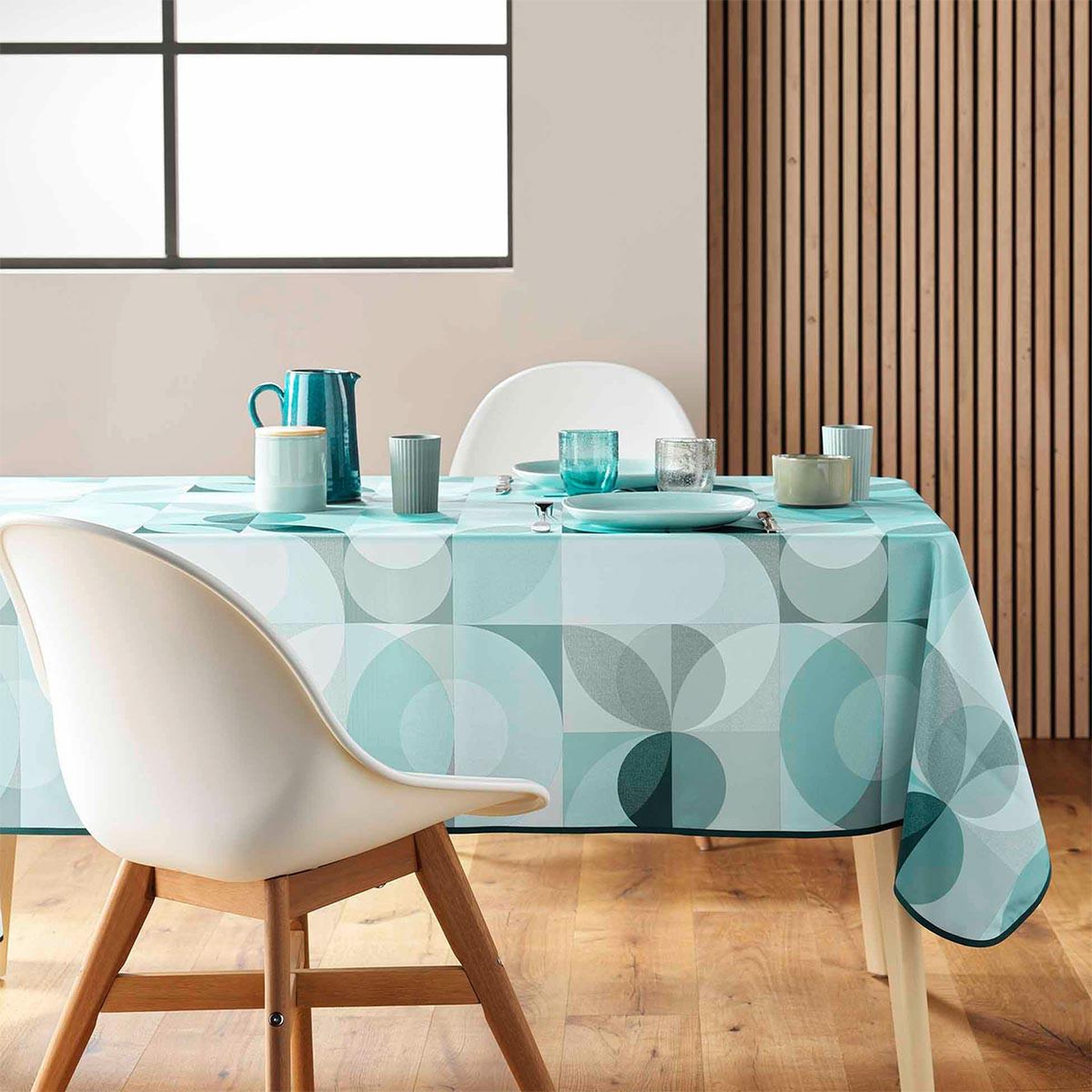Voir la diapositive 4 : Douceur d'Intérieur Nappe antitache imprimé  tessouro  150x240cm sauge