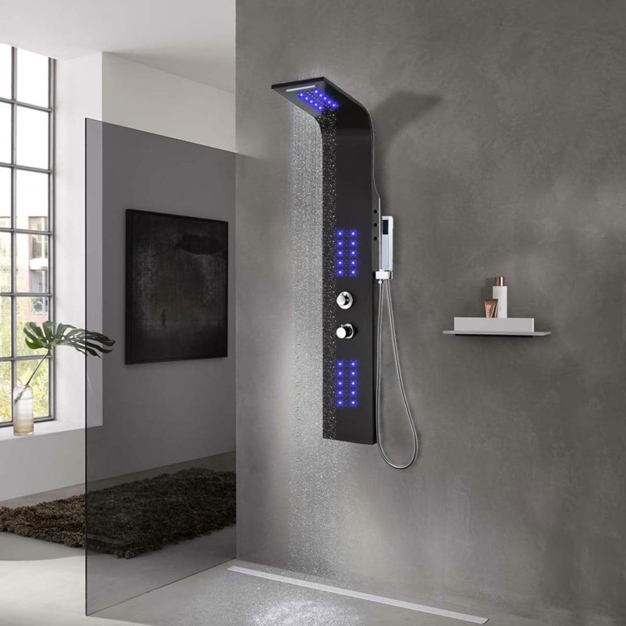 Voir la diapositive 1 : VIDAXL Panneau de douche aluminium 20x44x130 cm noir