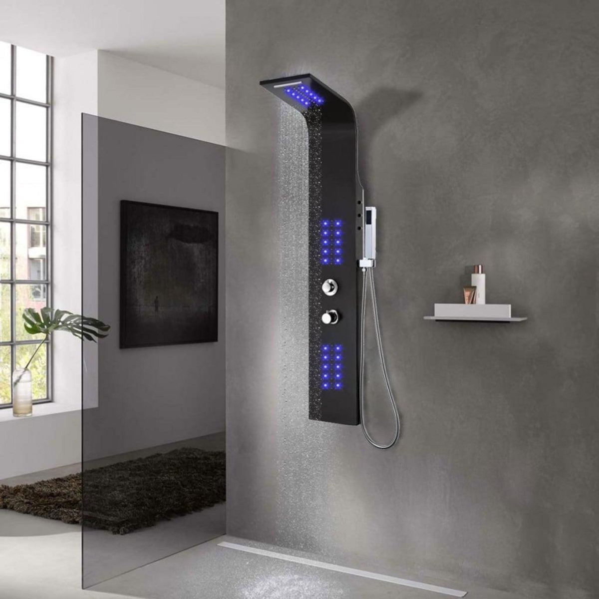 VIDAXL Panneau de douche aluminium 20x44x130 cm noir