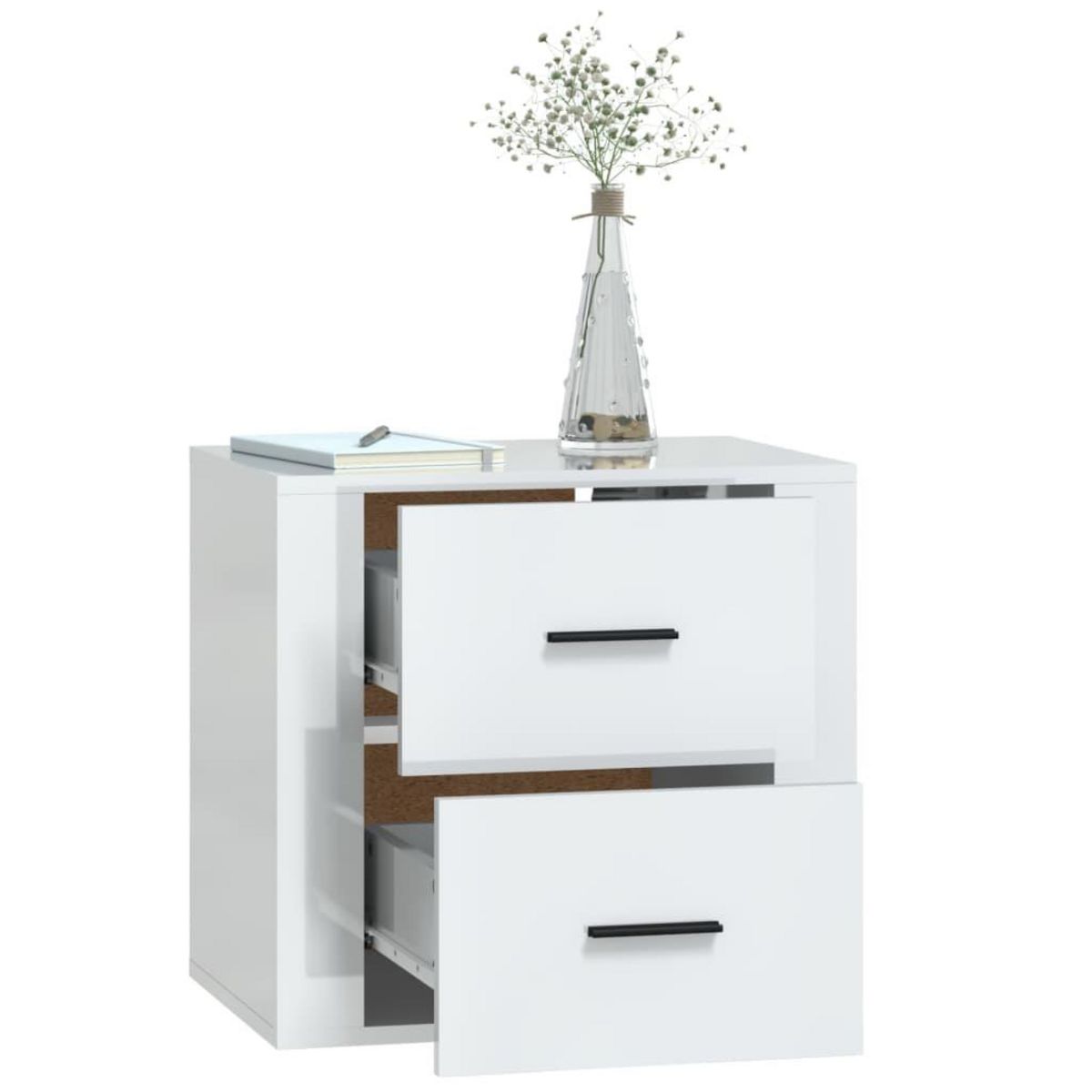 VIDAXL Table de chevet murale Blanc brillant 50x36x47 cm