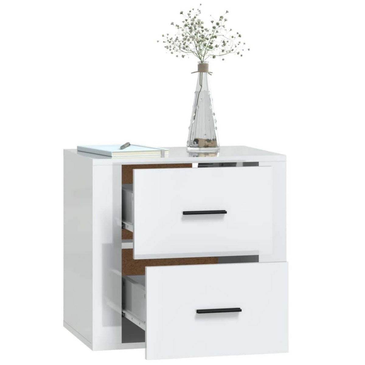 VIDAXL Table de chevet murale Blanc brillant 50x36x47 cm