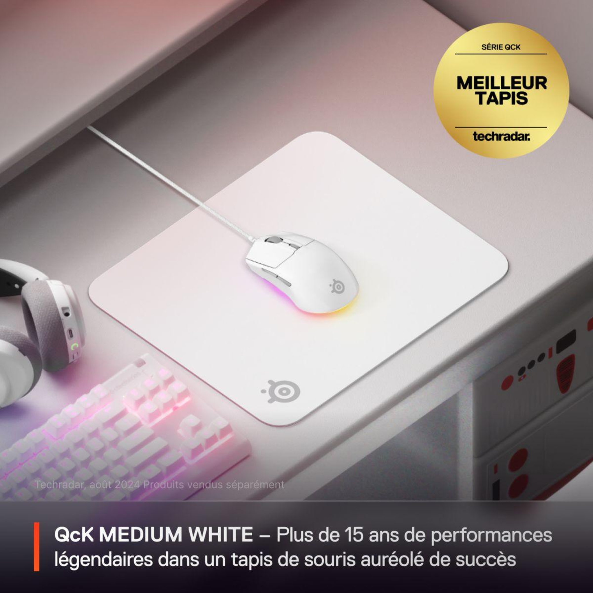 Voir la diapositive 2 : STEEL SERIES Tapis de souris qck m blanc