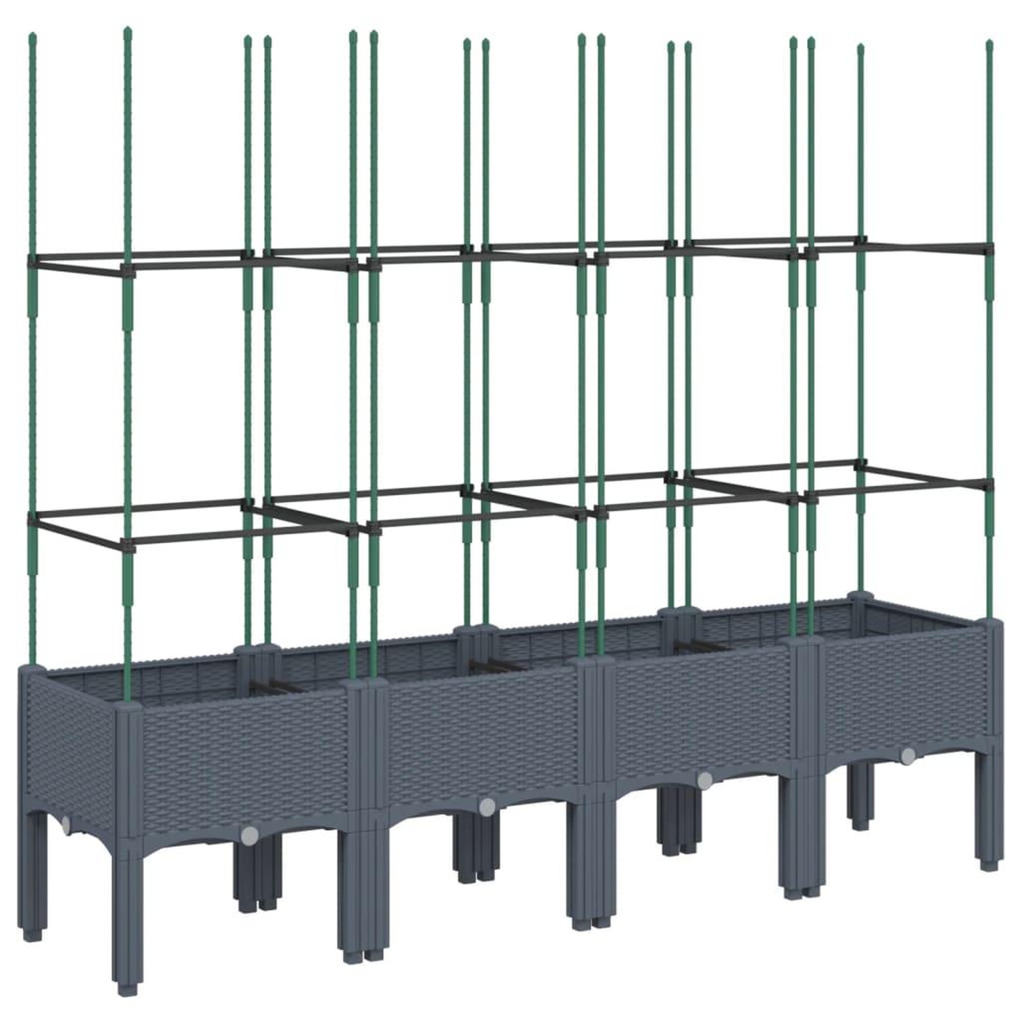 Voir la diapositive 5 : VIDAXL Jardiniere avec treillis bleu gris 160x40x142,5 cm PP