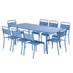 CONCEPT USINE Ensemble table de jardin 200 cm et 8 chaises bleu BERGAME