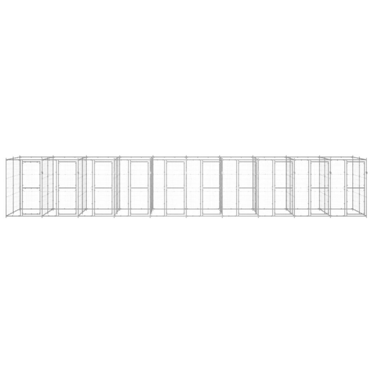 VIDAXL Chenil exterieur Acier galvanise 24,2 m²