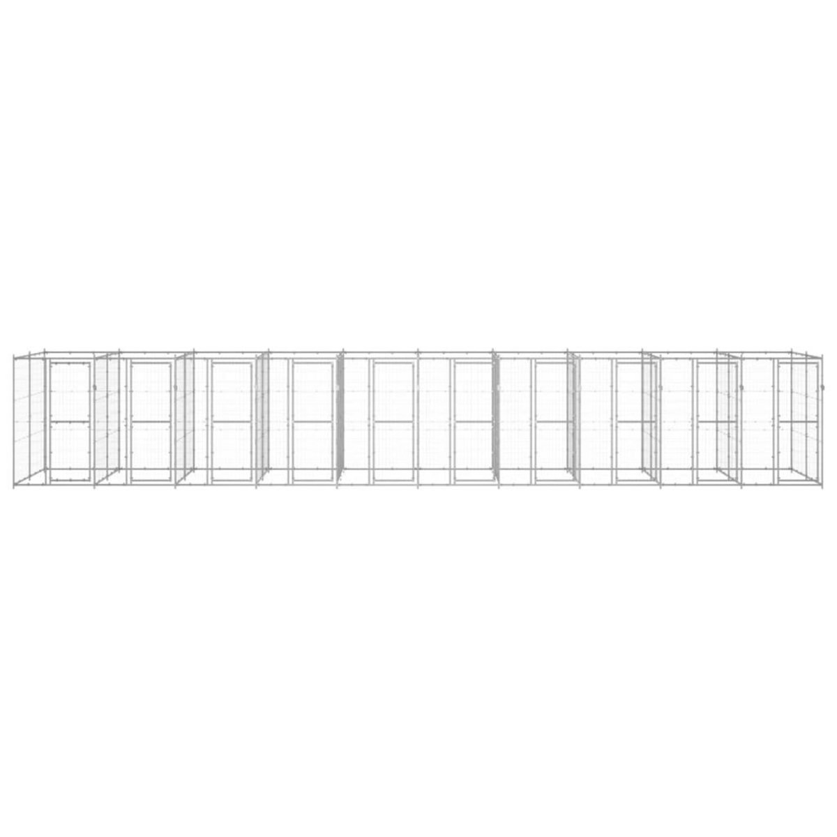 VIDAXL Chenil exterieur Acier galvanise 24,2 m²