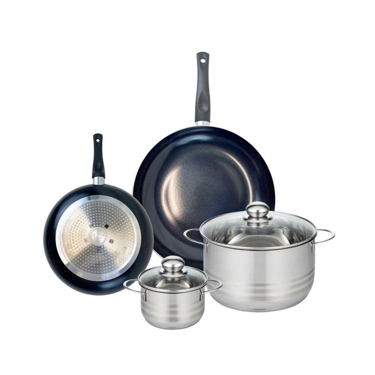 ELO Ensemble de 2 Poêles de cuisson 24 et 32 cm et 2 faitouts 16 et 24 cm Elo Prima Brillant
