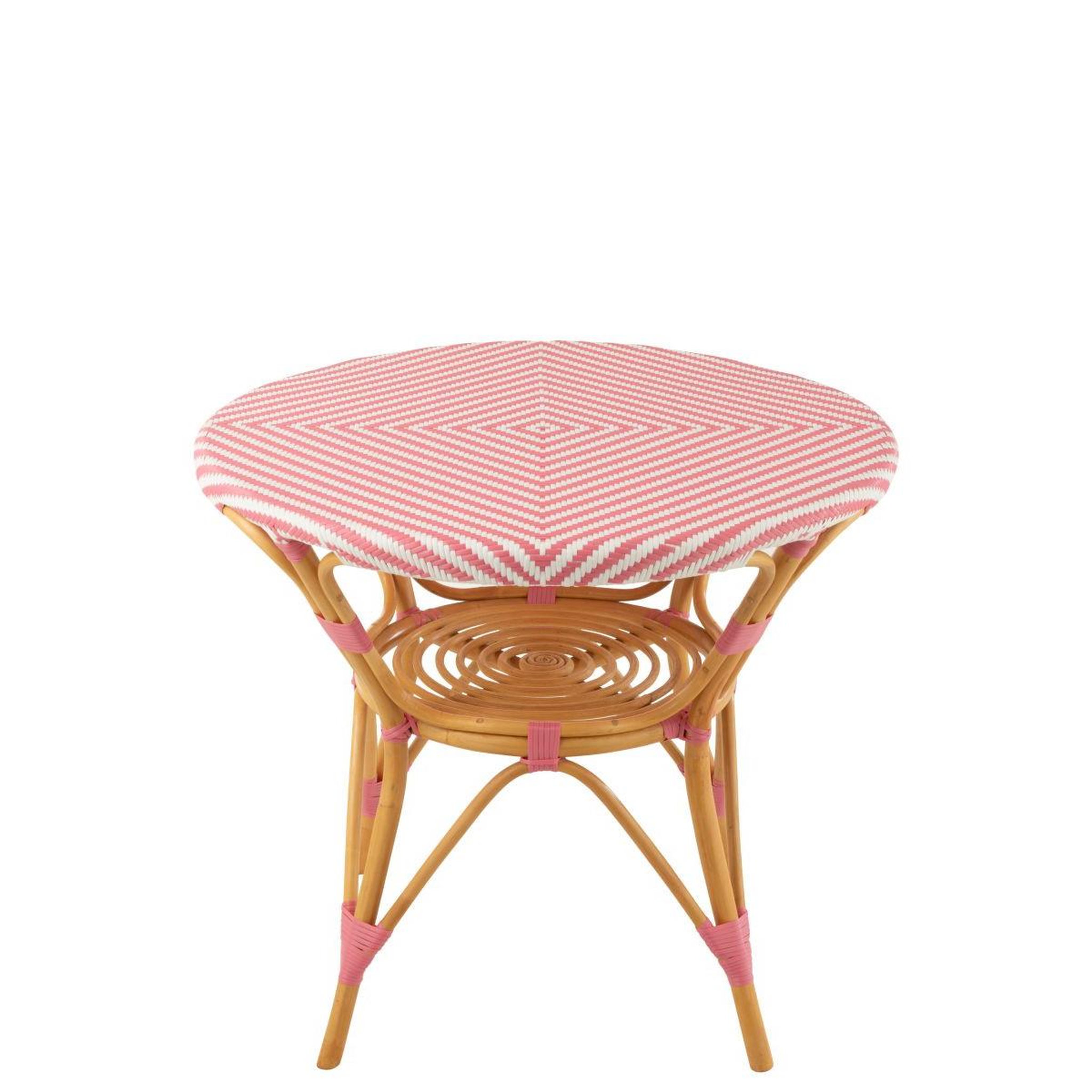 Voir la diapositive 2 : J-LINE Table à manger en rotin  danial  90cm rose