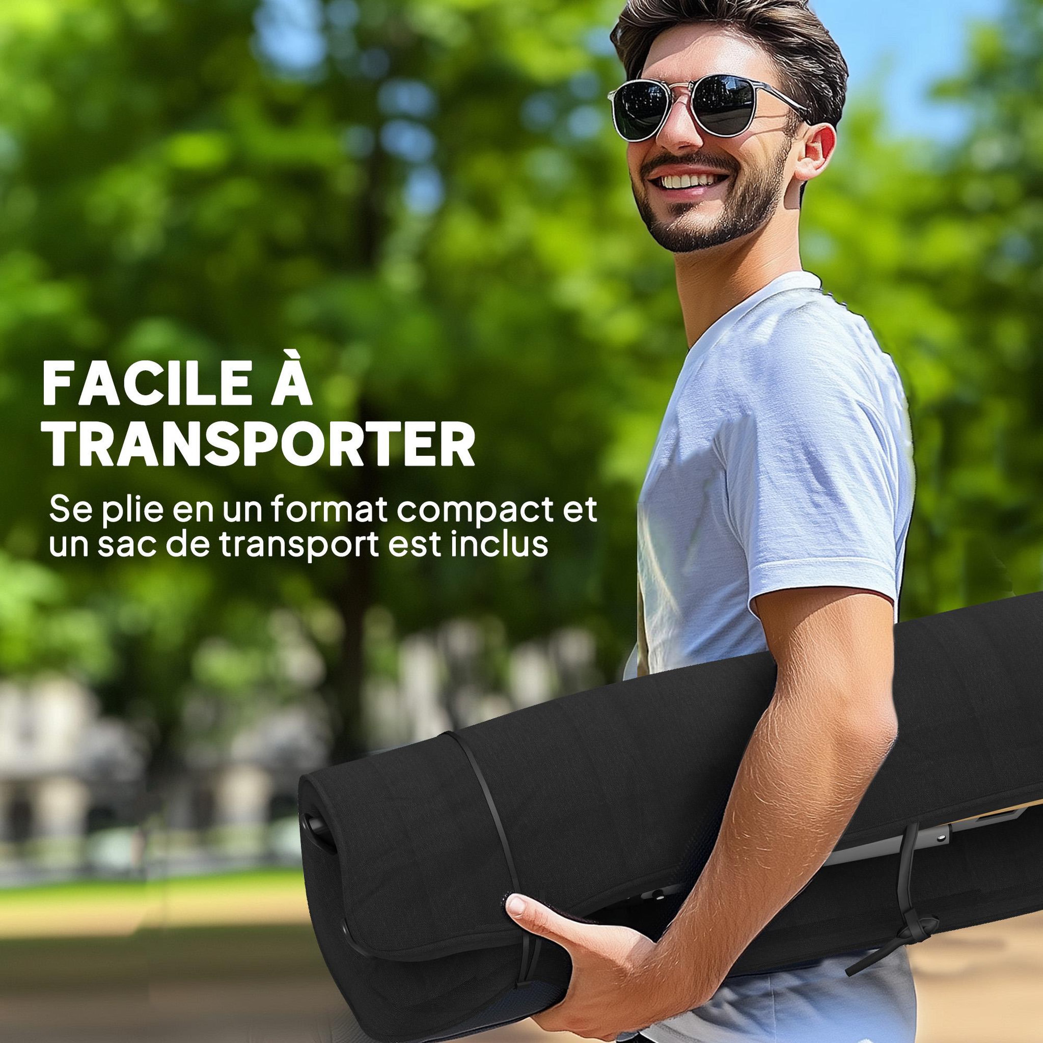 Voir la diapositive 6 : OUTSUNNY Chaise de camping pêche pliable inclinable 4 niveaux sac transport inclus alu gris bois polyester noir